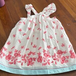 Janie and Jack Floral Dress with Blue Hem